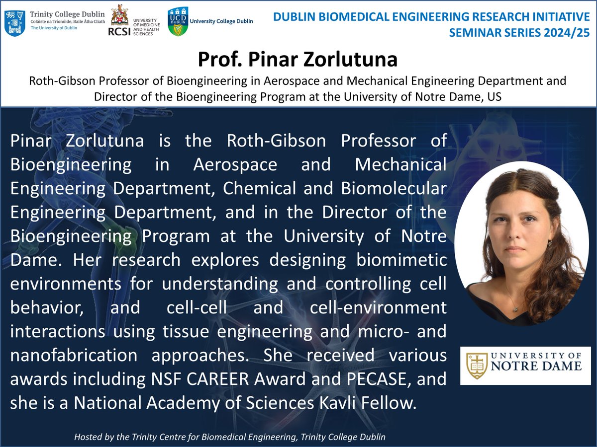 TCBE (@tcdtcbe) on Twitter photo Please join us on the 15th of November for our next DBERI seminar led by Prof. Pinar Zorlutuna on Tissue Engineered Models with comorbidities for studying Cancer and Cardiovascular Diseases. Seminar details are attached below. <a href="/PinarZorlutuna/">Pinar Zorlutuna</a> Please join us on the 15th of November for our next DBERI seminar led by Prof. Pinar Zorlutuna on Tissue Engineered Models with comorbidities for studying Cancer and Cardiovascular Diseases. Seminar details are attached below. <a href="/PinarZorlutuna/">Pinar Zorlutuna</a>