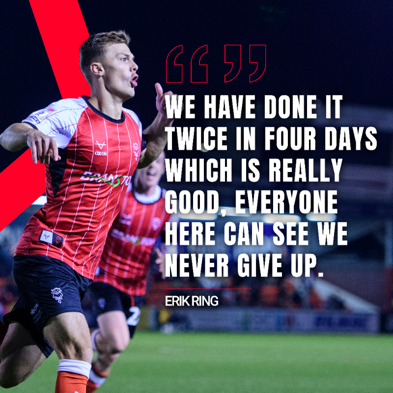 LincolnCity_FC's tweet photo. 🗣️ Erik Ring was thrilled to score his first City goal and celebrate in front of the Imps faithful in a 2-1 win against Northampton Town.
#WeAreImps | #LINNOR
