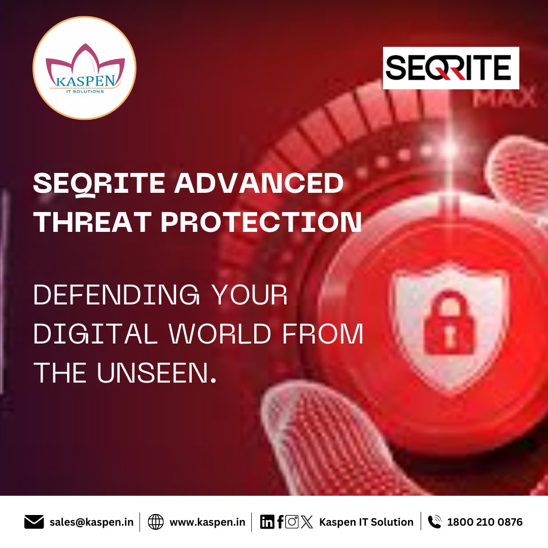 ItKaspen's tweet image. With SEQRITE Advanced Threat Protection, safeguard your digital assets from hidden threats. Experience peace of mind with our cutting-edge security solutions designed to defend your world from the unseen dangers of the cyber realm.

#SEQRITE #AdvancedThreatProtection #Kaspen