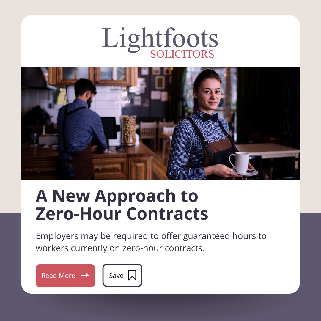 The Employment Rights Bill proposes reforms to zero-hour contracts, offering eligible workers guaranteed hours and more control. Read our latest article to find out more 👉  lightfoots.co.uk/a-new-approach… 💼✨

#EmploymentRights #ZeroHourContracts #WorkplaceReforms