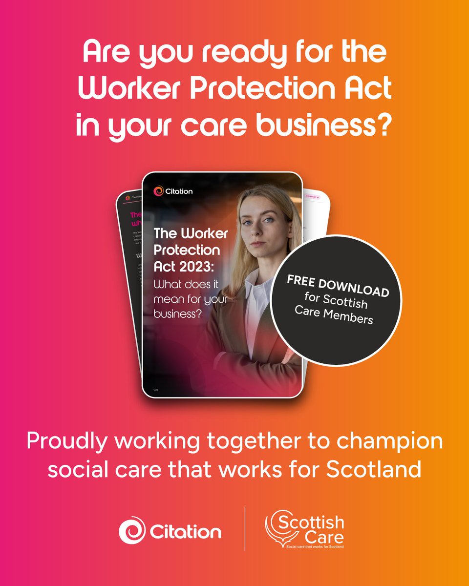 scottishcare's tweet image. 🔍Are you clued up on the Worker Protection Act?@scottishcare, in collaboration with @citationltd, is offering a free guide that breaks down everything you need to know. From understanding third-party harassment to actionable steps.

tinyurl.com/yc4udau7

#WorkerProtectionAct