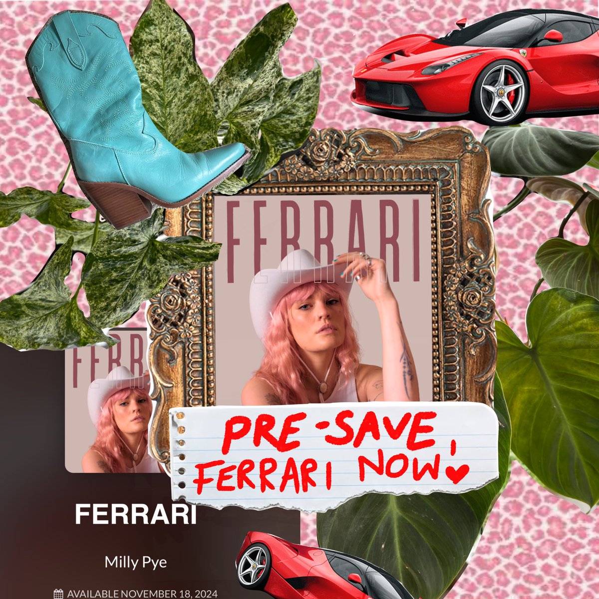 MillyPye's tweet image. My single FERRARI is now available to pre-save  🤠 (LINK IN BIO) I couldn’t be more excited to share it with you!!