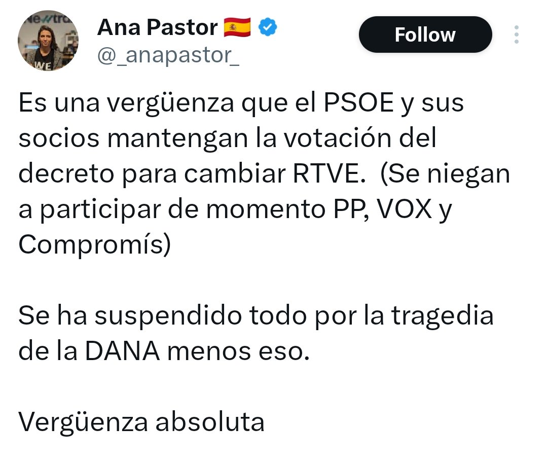 Cómo debe ser la situación para que hasta Ana Pastor sienta vergüenza del Gobierno de la Muerte y sus socios.