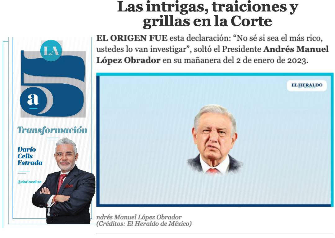 dariocelise's tweet photo. #LaQuintaTransformación
Las intrigas, traiciones y grillas en la Corte
El origen fue esta declaración: “No sé si sea el más rico, ustedes lo van investigar”, soltó el Presidente @lopezobrador_ en su mañanera del 2 de enero de 2023.
https://t.co/bgptK93UUS https://t.co/O0bMW7P1Gk