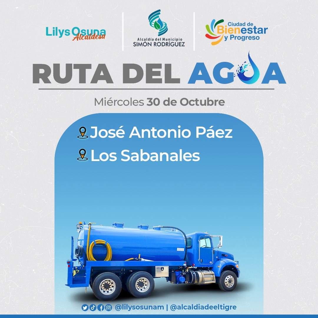 Buenos días queridos vecinos, esta es nuestra agenda para hoy #30Oct de Servicios Públicos y la Ruta del Agua Trabajamos por una ciudad de #BienestaryProgreso
