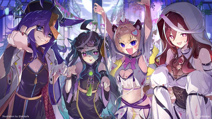 【WORK】I was responsible for illustrating this Halloween acrylic block by V4mirai!I hope I was able to express the individuality of each talent!#V4Nightmares 