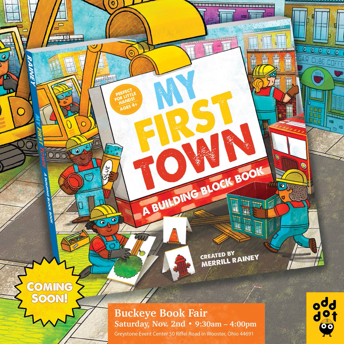 I’m looking forward to being back at the <a href="/BuckeyeBookFair/">Buckeye Book Fair</a> • You can preorder your copy of My First Town at the fest &amp; receive a limited edition name plate sticker sheet and  a Brick’s Building Machine paper toy!  
Come see me at the fair 🤗📚

<a href="/odddotbooks/">Odd Dot</a>  <a href="/MacKidsBooks/">MacKids Books</a>