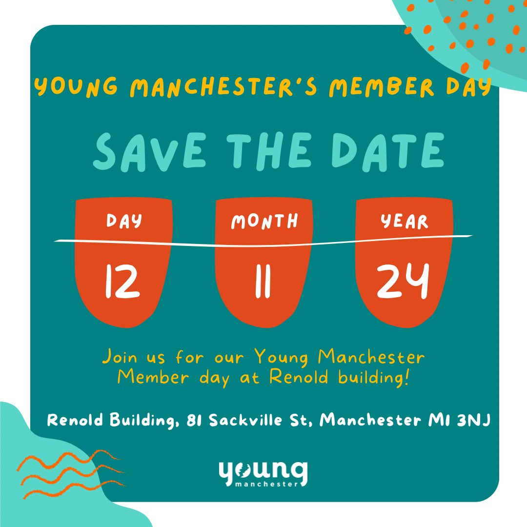 🌟 Join us for Young Manchester’s Member Day 🌟 

Connect with fellow members, share ideas, and celebrate our community. 

🗓️ Date: 12th November 2024 
📍 Location: Renold Building, 81 Sackville St, Manchester M1 3NJ 
⏰ Time: 9AM - 2PM 

Sign up🔗 forms.office.com/pages/response…