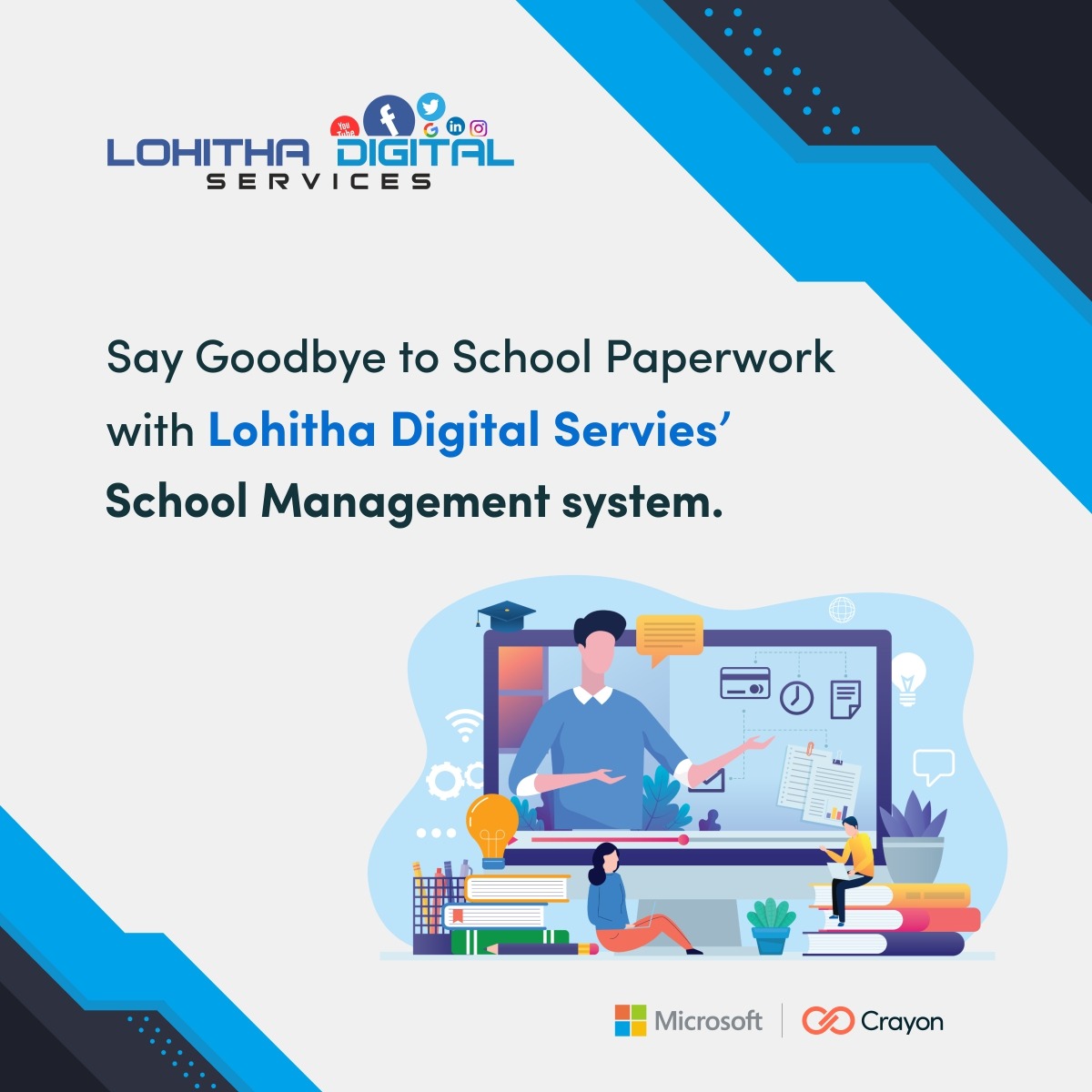 ShareUpdates2's tweet image. Optimize school operations with Lohitha&apos;s all-in-one management system for admissions, fees, attendance, and more

To download eBook and for more information.
Please Click the link Below.
knowmore.shareupdates.in/lohitha-school… 
.
.
.
#crayon #microsoft #schoolmanagement