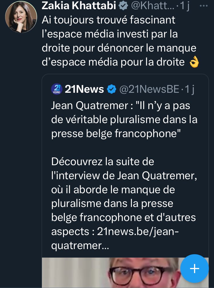 Le « merci pour ce moment » de la semaine, c’est une ministre fédérale — @ecolo bien sûr — qui classe ⁦<a href="/quatremer/">Jean Quatremer</a>⁩ à droite parce qu’il explique qu’Ecolo réagit très mal à la critique.

Une belle confirmation venue de tout en haut. Clap clap.