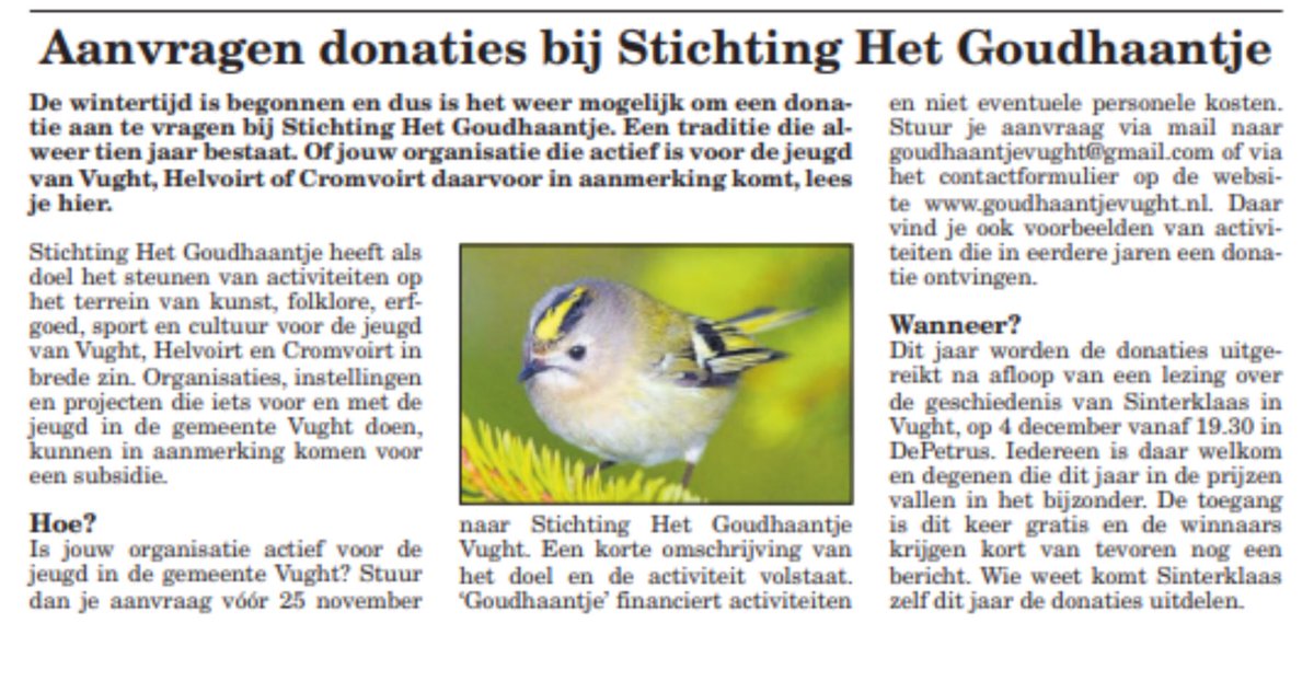 Het kan weer! En vergeet niet uw donatie op 4 december 19.30 uur in DePetrus te komen ophalen.