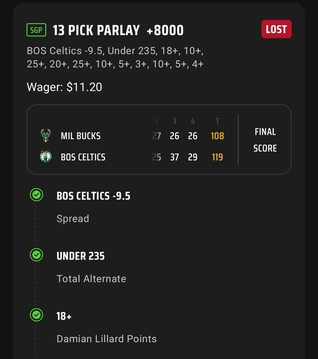 IMUNE's tweet image. 13 Pick Parlay busted because Pritchard had a better night then JT! @DKSportsbook @DraftKings #sportsbet #sportsbettingadvice