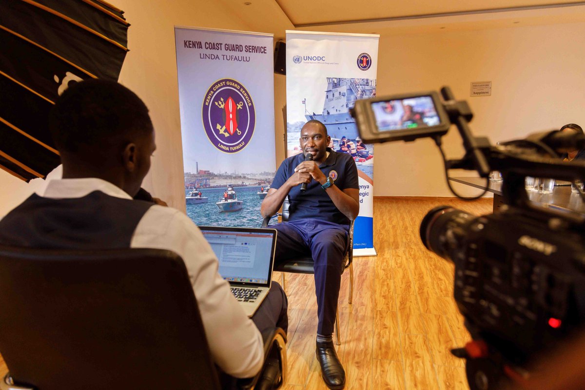 GoBlueKenya's tweet photo. Funded by @euinkenya and with the support of @GoBlueKenya, @citizentvkenya’s @TrevorOmbija leads today a practical media training with @OfficialKCGS officers, covering media best practices, interview techniques, and clear communication skills. #MaritimeSafety https://t.co/xh8a216BIo