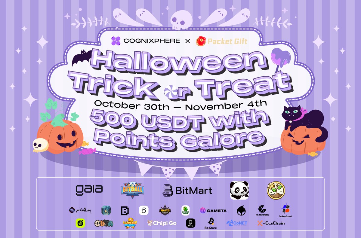 CogniXphere (@cognixphere) on Twitter photo CogniXphere #Halloween Trick or Treat Joint Campaign is LIVE! 🎃
🧧Win the 500 #USDT Red Envelope #Giveaway with <a href="/Packet_Gift/">Packet Gift</a>
🗓️Oct 30, 2024 - Nov 4, 2024
------
🍬 How to Join:
1️⃣Win Package Gift 🧧:
(250 USDT) t.me/packetgift_bot…
(250 USDT) t.me/packetgift_bot… CogniXphere #Halloween Trick or Treat Joint Campaign is LIVE! 🎃
🧧Win the 500 #USDT Red Envelope #Giveaway with <a href="/Packet_Gift/">Packet Gift</a>
🗓️Oct 30, 2024 - Nov 4, 2024
------
🍬 How to Join:
1️⃣Win Package Gift 🧧:
(250 USDT) t.me/packetgift_bot…
(250 USDT) t.me/packetgift_bot…