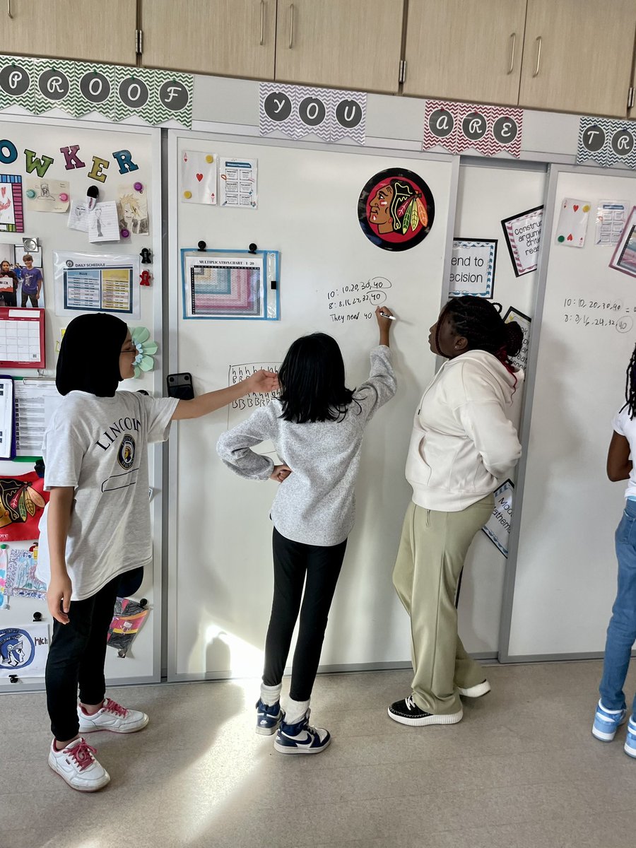 KaitlinBowker's tweet image. Problem solving using the LCM for our thinking task in #6thgrademath yesterday. It was a great teachable moment for some groups about the difference between buying 40 of each versus 40 packages of each. 🌭🌭🌭#buildingthinkingclassrooms @LincJrHi