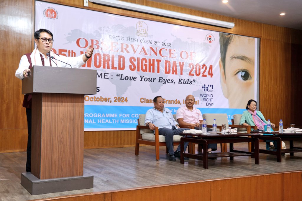 rsapam's tweet photo. Attended the Observation of 25th World Sight Day 2024 organised by National Program for Control of Blindness and Visual Impairment,  National Health Mission and Directorate of Health Services,  Manipur. 

On this Day, let's focus on a world where everyone can see!
Join us in promoting:

- Regular eye exams
- Accessible vision care
- Inclusive communities

Together, let's bring light to those in darkness.

#WorldSightDay #SightForAll 

@narendramodi @JPNadda @NBirenSingh