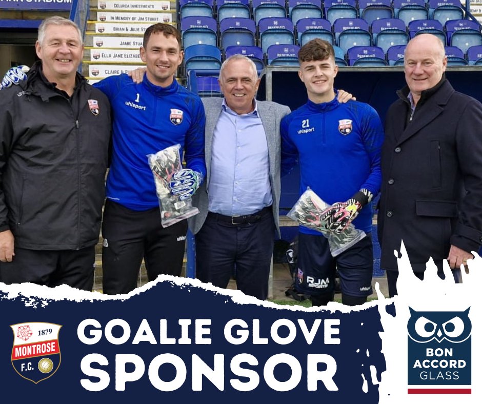 NEW SPONSORSHIP IN SAFE HANDS!
Many thanks to Bon Accord Glass, who have kindly sponsored the goalkeeping gloves for Cammy Gill and Ross Matthews for this season.
montrosefc.co.uk/2024/10/30/new…