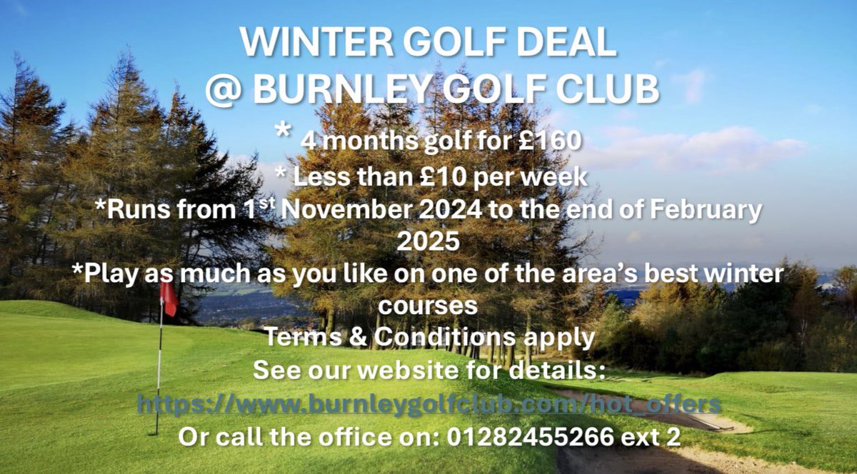 Golfers- have a look at this great offer from Burnley Golf Club where a warm welcome awaits you.