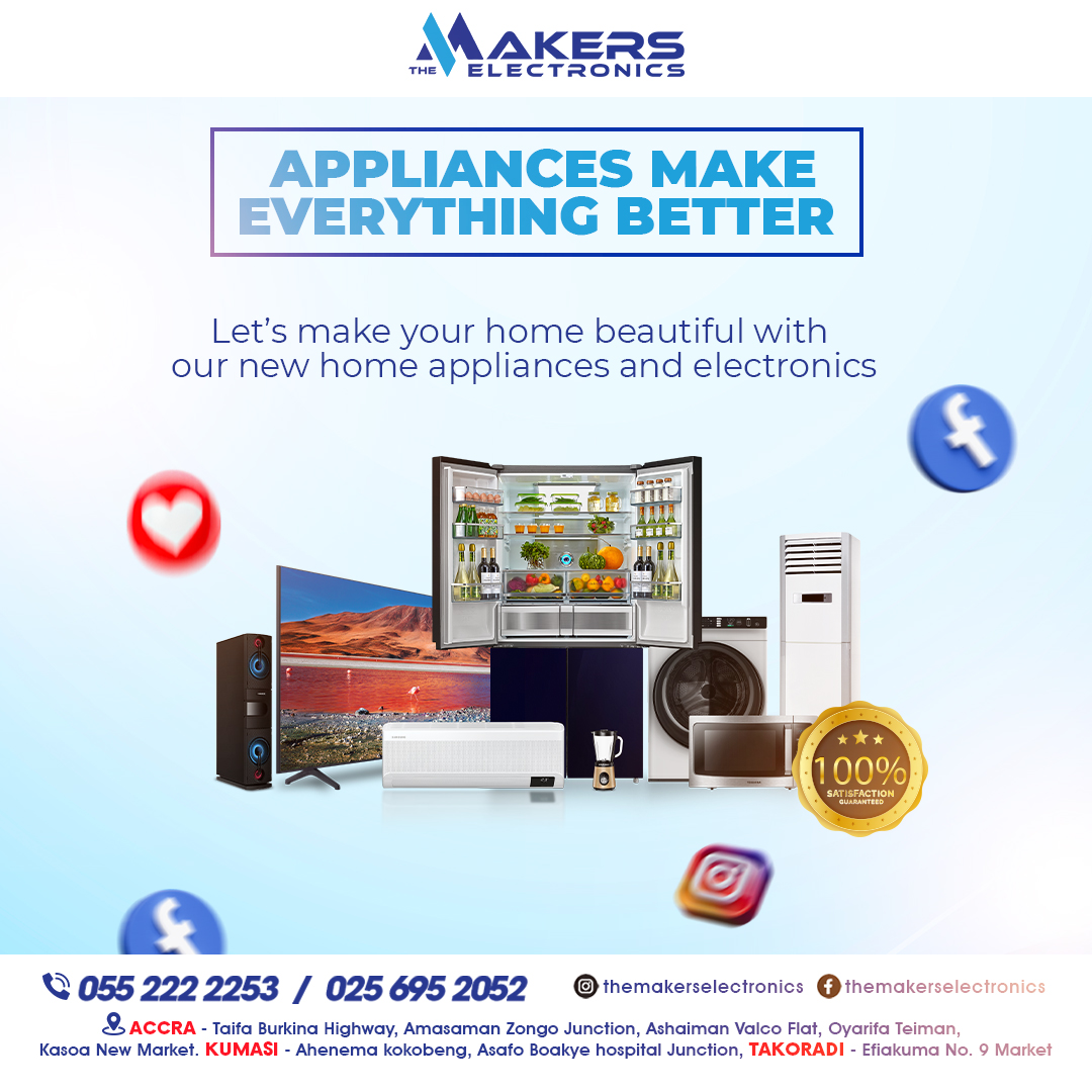 The Makers Electronics Company Limited (@themakersgh) on Twitter photo Upgrade your home with Makers Electronics! Our appliances and electronics make life better.
#homeappliances #electronics #homedecor #accra #ghana #makers Upgrade your home with Makers Electronics! Our appliances and electronics make life better.
#homeappliances #electronics #homedecor #accra #ghana #makers