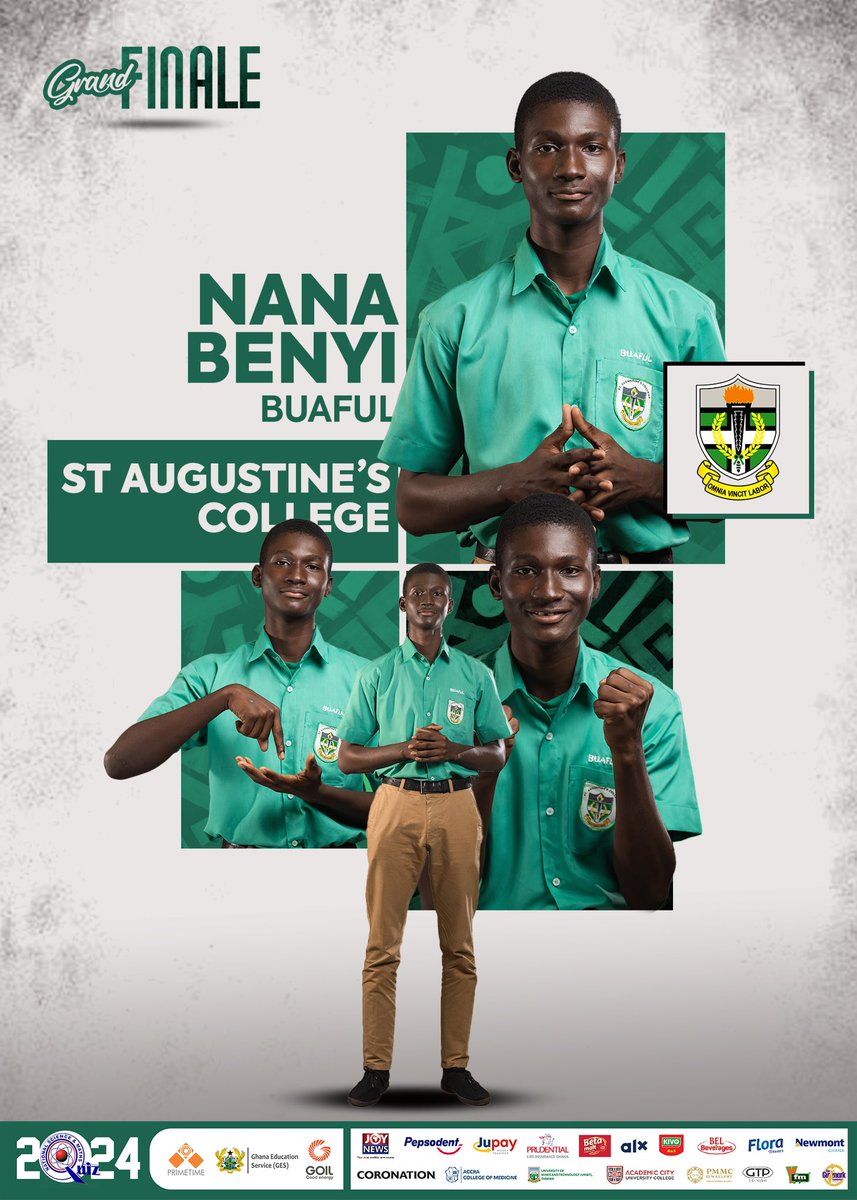 🟢⚪️ St. Augustine’s College

OPPONG | ALEXANDER | NANA BENYI 

#NSMQ2024 #NSMQGrandFinale #Primetime