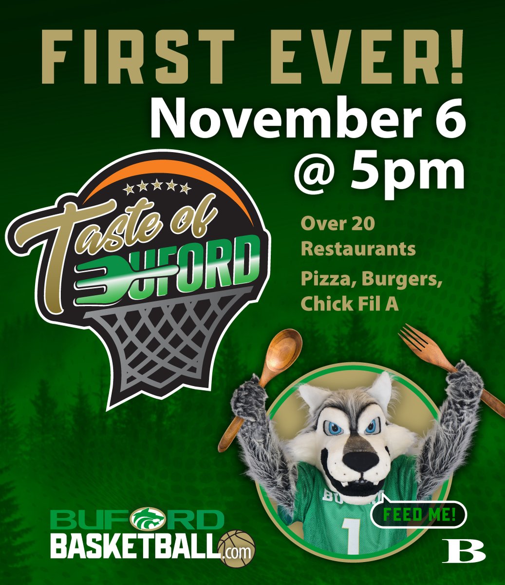 Buford_WBB's tweet photo. ๐บ โจ Guess whoโs coming to the Taste of Buford?! Join us on Nov 6 ๐ ๐ ๐ Bring your friends, bring your parents, and donโt miss out. Food, fun, and your school spiritโwhat more could you want? ๐ https://t.co/2G0fVEnDvU #TasteOfBuford #WolfieLive #BringYourPack https://t.co/Vvomf3nbc1