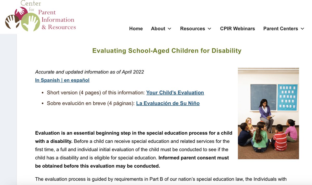 parentcenterhub's tweet photo. #Evaluating School-Aged Children for #Disability-
Before a child can receive #SpecialEducation 7 #RelatedServices for the first time, a full & individual #InitialEvaluation must be conducted to see if the child is eligible for special education.
https://t.co/WVo17ehr9A https://t.co/bjsVuPSBo5
