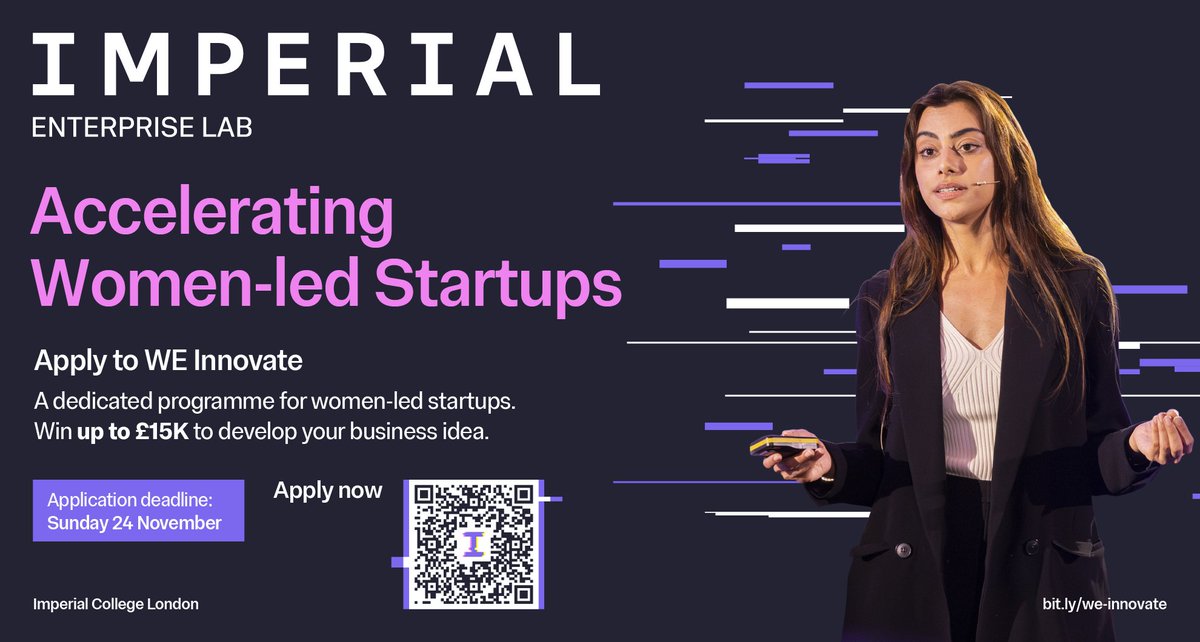 ImperialIdeas's tweet photo. 🚀 Women Entrepreneurs: #WEInnovate 2025 applications are open! https://t.co/uwnPFxRGUa
Apply to @ICEnterpriseLab's flagship programme for women founders. Transform your business idea with 6 months of tailored workshops, mentoring and network-building to launch your venture. 🌟 https://t.co/slcMBDNcFL