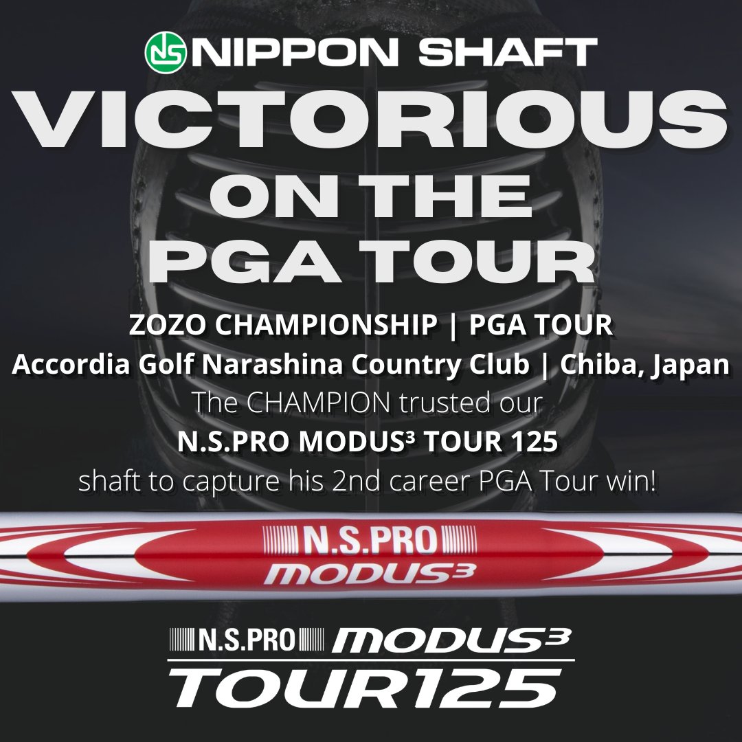NipponShaft's tweet photo. 🏆⛳️ Nippon Shaft VICTORIOUS in Japan at the @pgatour ZOZO Championship! The Champion was armed with our https://t.co/ssytfqk78p MODUS³ TOUR 125 shaft en route to his 2nd career PGA Tour victory!🏆⛳️
#nipponshaft #golf #modus #nspro #golfshafts #madeinjapan🇯🇵 https://t.co/CJlNPVwDvI