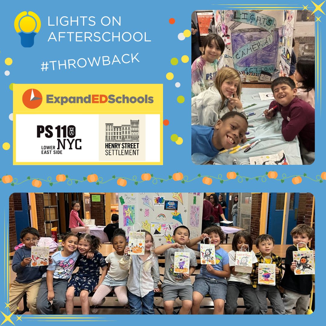 ExpandED Schools (@expand_school) on Twitter photo Last week’s #LightsOnAfterschool celebration with PS 110 and @henrystreet was a blast! 🎉 From painting pumpkins to holiday crafts, it was a joy to see students engage in such creative activities. Let’s continue to support enriching afterschool programs. <a href="/afterschool4all/">Afterschool Alliance</a> Last week’s #LightsOnAfterschool celebration with PS 110 and @henrystreet was a blast! 🎉 From painting pumpkins to holiday crafts, it was a joy to see students engage in such creative activities. Let’s continue to support enriching afterschool programs. <a href="/afterschool4all/">Afterschool Alliance</a>