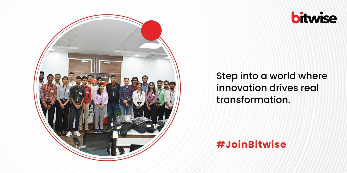 Bitwise_Updates's tweet image. Innovation fuels transformation, and it’s how we approach every challenge at Bitwise. Each idea brings lasting impact, driving progress and change. Join a team where integrity and growth guide every step! shorturl.at/08I0S
#JoinBitwise #DataSolutions