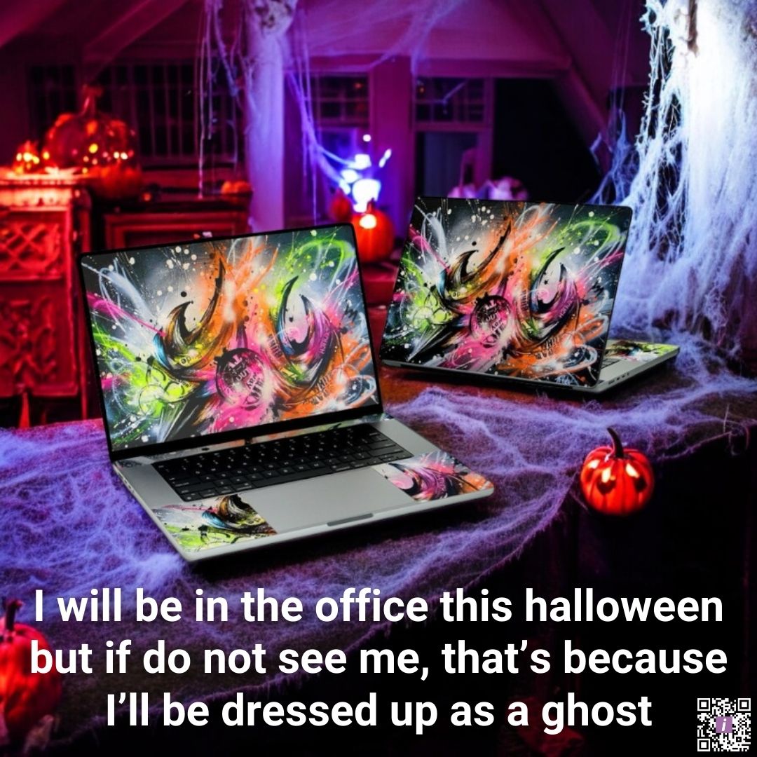 iStylescom's tweet image. I'll be in the office this halloween but if do not see me, that’s cos I’ll be dressed up as a ghost.

#Halloween2024 #CreativeOffice #MacBookSkin #HalloweenDecor #TechStyle #LaptopAccessories #SpookySeason

Featuring Apple MacBook Skin
👉 istyles.com/x/macbook-offi…