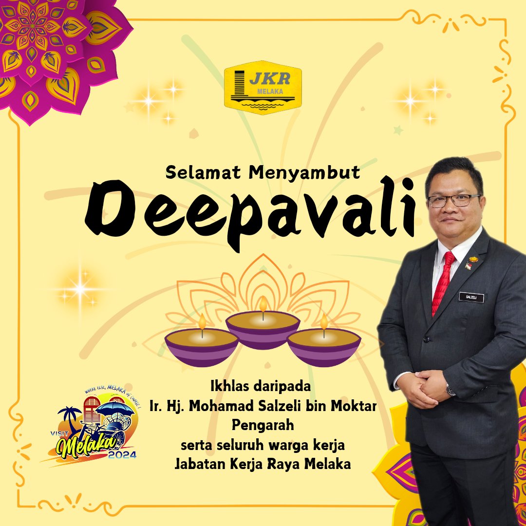 𝐒𝐄𝐋𝐀𝐌𝐀𝐓 𝐌𝐄𝐍𝐘𝐀𝐌𝐁𝐔𝐓 𝐇𝐀𝐑𝐈 𝐃𝐄𝐄𝐏𝐀𝐕𝐀𝐋𝐈 𝟐𝟎𝟐𝟺

Semoga perayaan Deepavali pada tahun ini disambut dengan penuh kegembiraan dan kebahagiaan disamping ahli keluarga dan rakan-rakan yang tercinta. 

“Deepavali Nal Vaalthukkal”