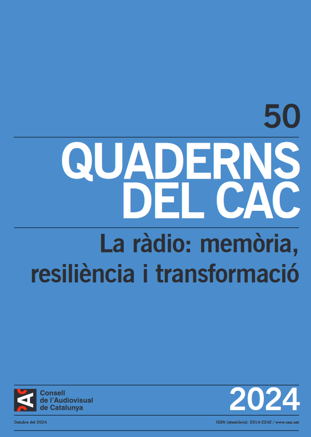 SaraSuarezG's tweet photo. ⚡Molt contentes d'anunciar que hem publicat el no.50 de #QuadernsdelCAC! 
  > 11 articles en la secció monogràfica dedicada a la ràdio
  > 3 articles en la secció miscel·lània
  > 2 ressenyes de llibres
🟢Com sempre, en accés obert: https://t.co/bI7xI4NFCE
🔜Aviat en CAST i ENG. https://t.co/t4JOCPCWpo