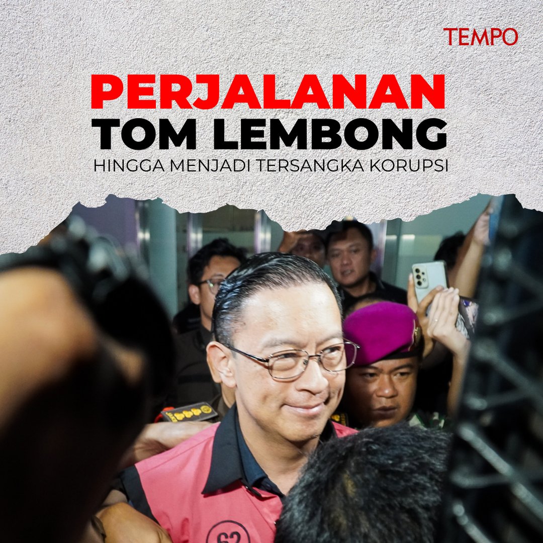 #TempoThread

Dari Menteri Perdagangan hingga Co-Captain tim Anies-Muhaimin, kini jadi sorotan setelah ditetapkan sebagai tersangka kasus korupsi impor gula.

Mari kita kilas balik perjalanan Tom Lembong!

Utas~