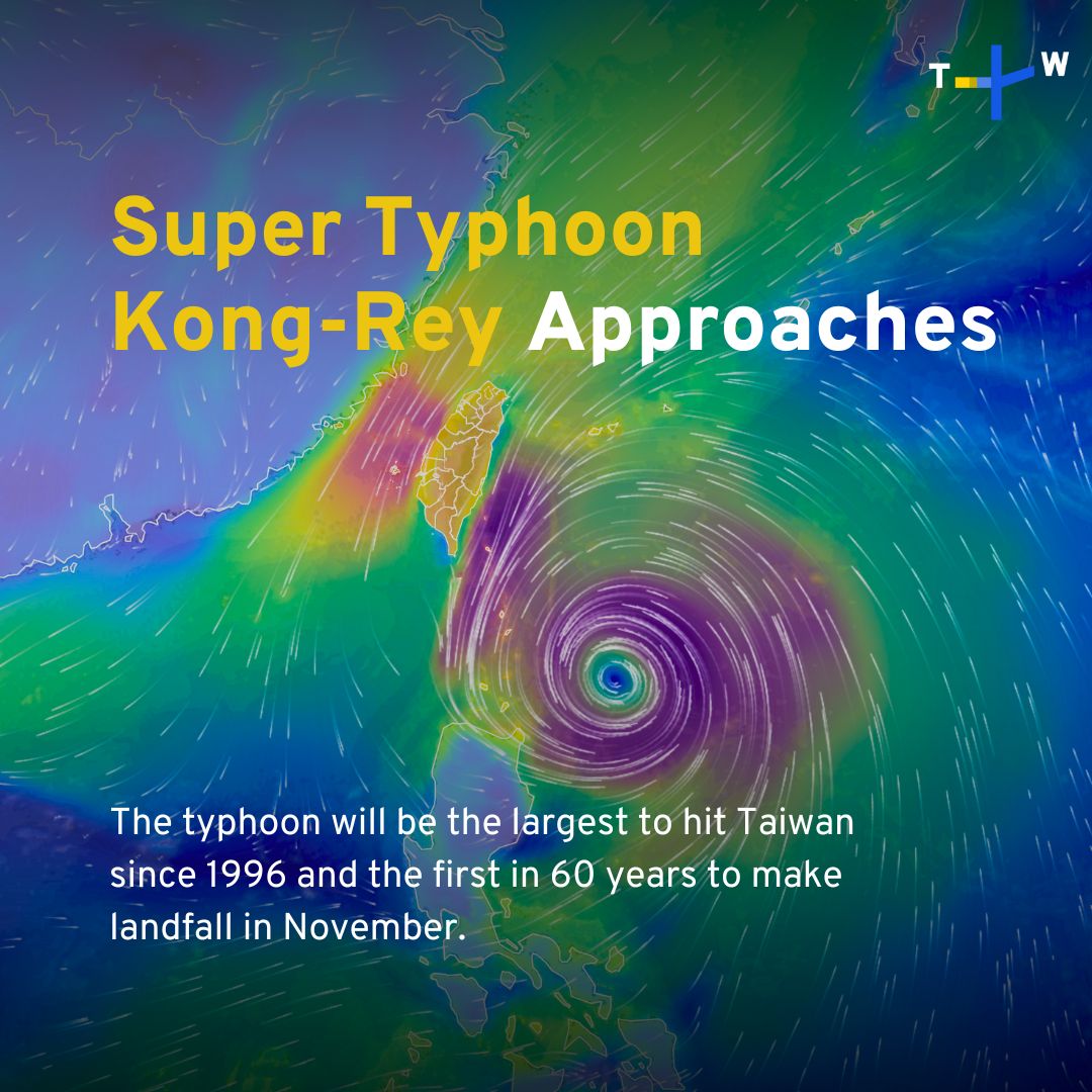 taiwanplusnews's tweet photo. BREAKING: School and work have been canceled across Taiwan, except for outlying Lienchiang and Kinmen counties, on Thursday, October 31, due to Super Typhoon Kong-rey. https://t.co/4AXqaQboBi