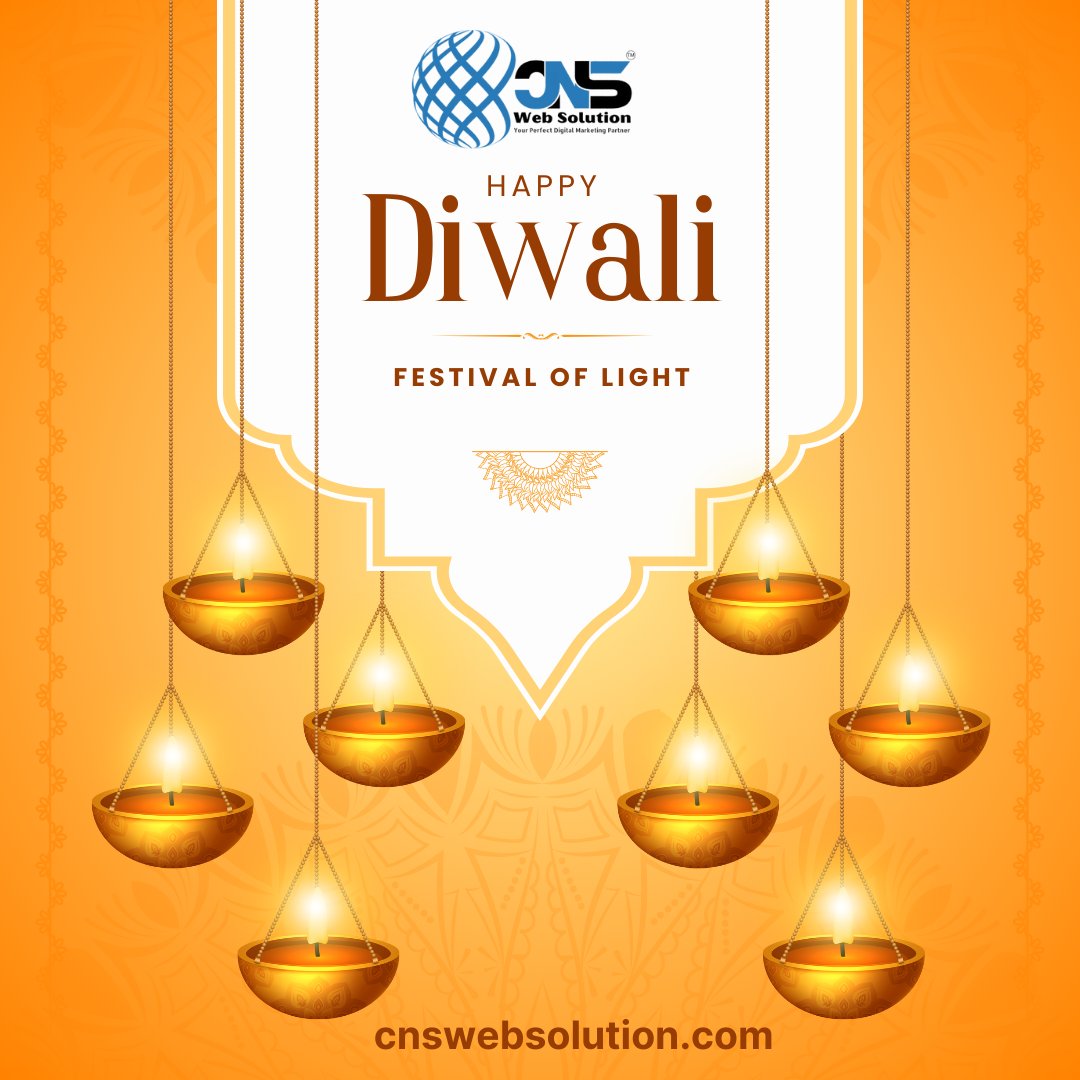 ✨ Wishing you a Diwali filled with light, joy, and endless possibilities! May your path be illuminated with success and happiness. Happy Diwali from CNS Web Solution! 🪔🌟 

#HappyDiwali #FestivalOfLights #CNSWebSolution