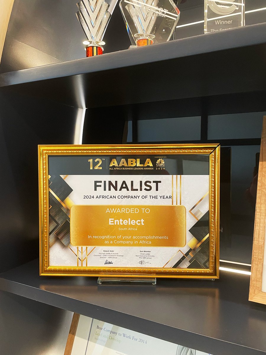 Entelect's tweet photo. We had the privilege of attending the 12th AABLA last week Thursday at Sandton Convention Centre. Entelect was nominated for "African Company of the Year", and made it to the top 3 finalists. 

Congratulations to @BuaFoods Plc. who won the award, as well as our customer, @StandardBankZA for winning the 'Corporate and Investment Bank of the Year' award.

#aabla2024