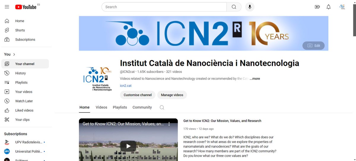 🔎 #ICN2 𝗙𝗔𝗖𝗧𝗦 𝐒𝐞𝐫𝐢𝐞𝐬 

📹 Did you know we have a <a href="/YouTube/">YouTube</a> Channel?
👀 Check it out and learn more about who we are and what we do! 👉🖱️youtube.com/user/ICN2cat

#10YearsICN2 #Nanoscience