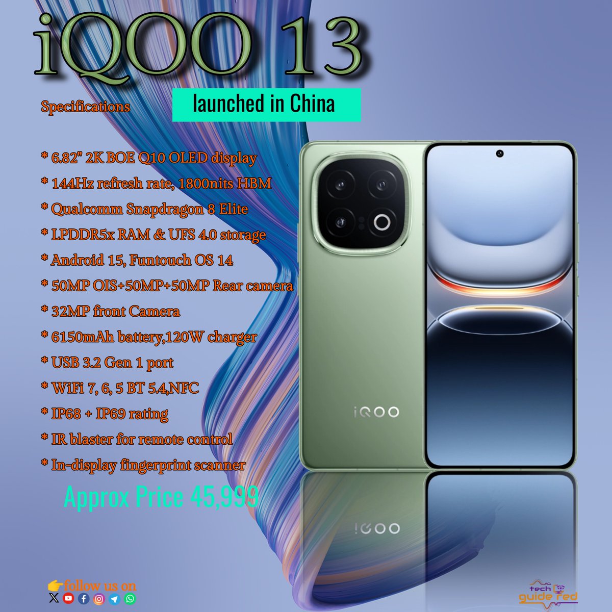 guide_red's tweet photo. iQOO 13 launched in China
#iQOO #iQOO13

https://t.co/n3z8AZ4gUv https://t.co/HKgIIhZjcO