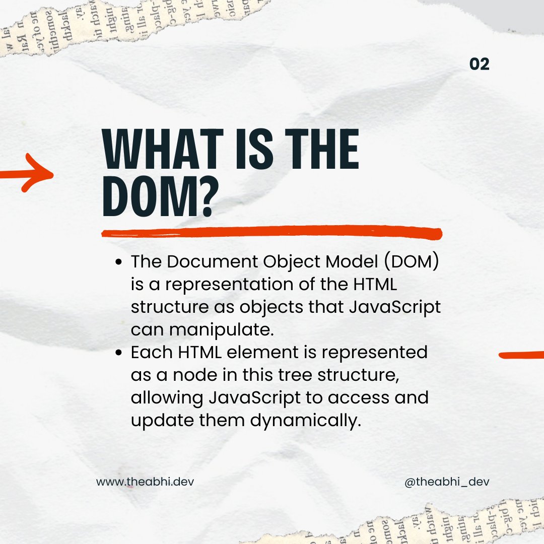 theabhi_dev's tweet image. Learn how to make your web pages come alive with JavaScript! From selecting DOM elements to event handling and dynamically updating content, we’re covering essential skills to create interactive experiences. #JavaScriptDOM #EventHandling #WebDevelopment #75DaysMERNChallenge #MERN