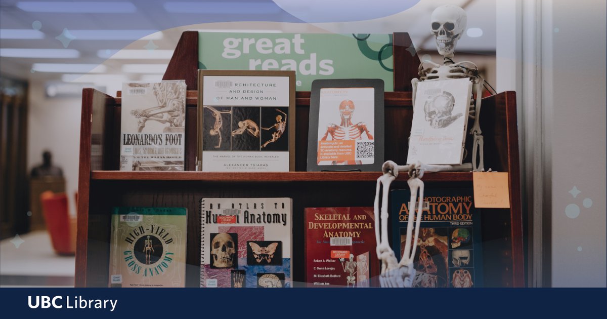 ubclibrary's tweet photo. Continuing on with the spooky season theme, Woodward Library has put together a collection of books on anatomy! Visit the display in person on the Vancouver campus. https://t.co/RDo5Q1djew