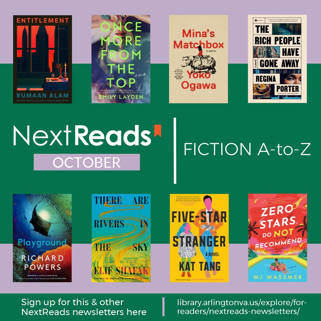 Do you get our NextReads newsletters?

We send out monthly emails with the latest titles and backlist gems.

We recently sent out our Mystery list. Did you get it?

Sign up for your favorite genres, topics, and age ranges today!

library.arlingtonva.us/explore/for-re…