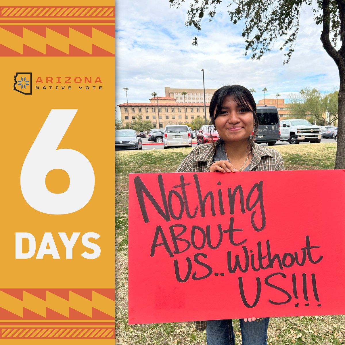 🔥Six days to go! Native voters played a crucial role in the 2020 and 2022 elections. Let’s make our voices heard again! 📢  Make your voting plan today at arizonanativevote.org. 
#ArizonaNativeVote #Everyvotematters