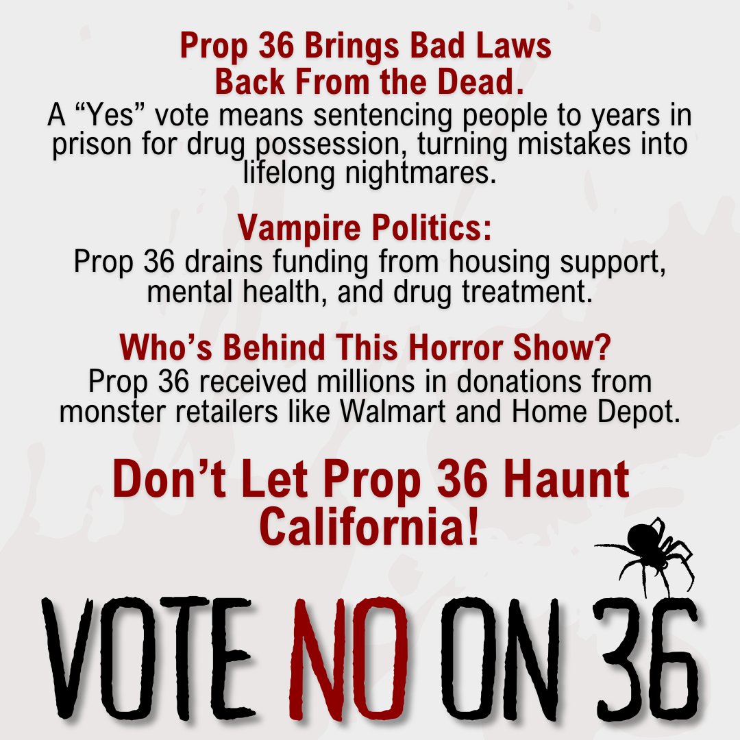 OCT. 31 | 5:30PM 
Join us at the West Hollywood Halloween Parade to fight the scariest Proposition of the year! 

This event will include walking and standing in large crowds with access to alcohol to hand out flyers. 🔗  bit.ly/no36-weho

#2024election #GOTV #NoOnProp36