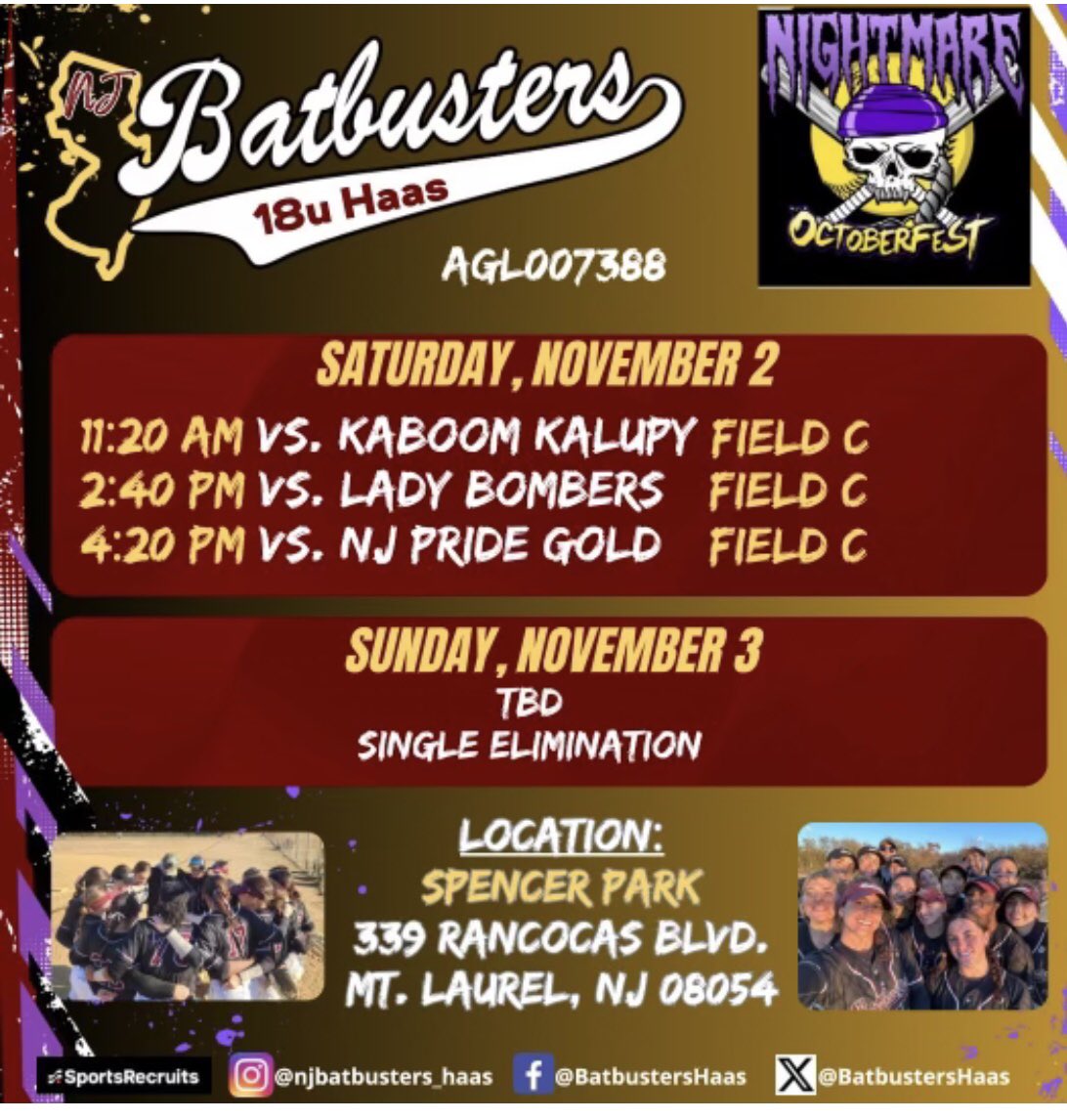 Ava Capezza (@avacapezza2026) on Twitter photo Schedule Drop! Stop by and see <a href="/BatbustersHaas/">NJ Batbusters Haas</a> play this weekend <a href="/nightmarefp/">Nightmare Fastpitch</a> Octoberfest. Schedule Drop! Stop by and see <a href="/BatbustersHaas/">NJ Batbusters Haas</a> play this weekend <a href="/nightmarefp/">Nightmare Fastpitch</a> Octoberfest.