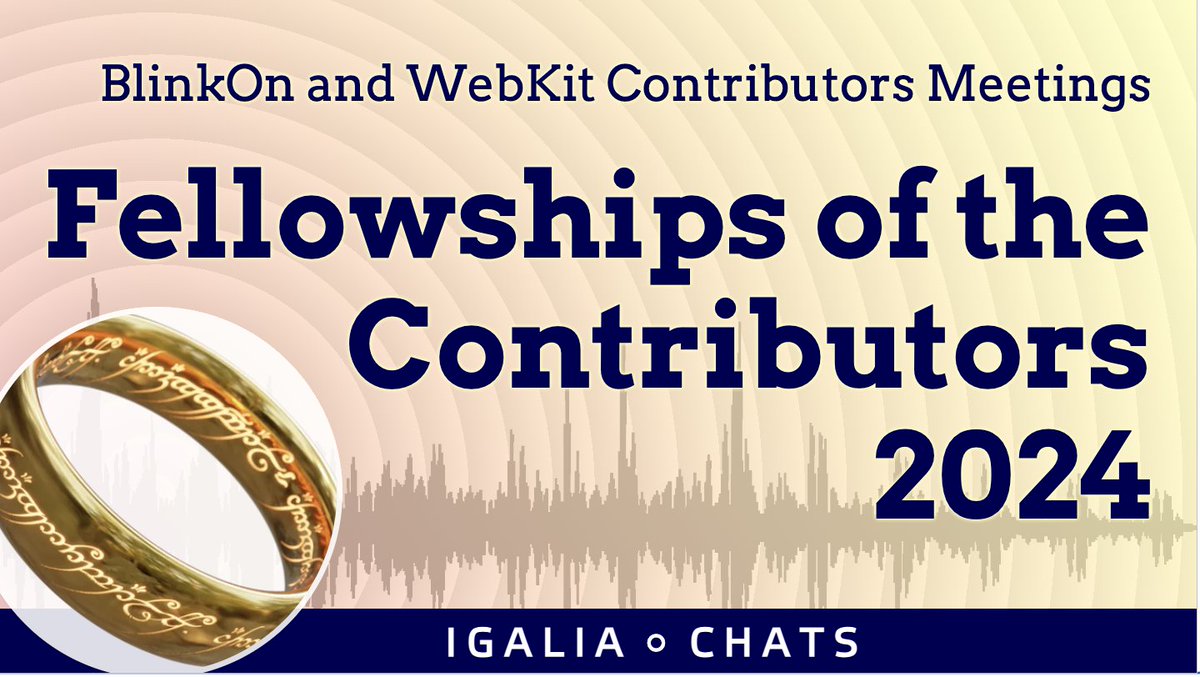 igalia's tweet photo. 🎙️ New Podcast Episode: Fellowships of the Contributors 

@meyerweb  and @briankardell  recap and discuss the big annual events geared around the Blink and WebKit engine projects, BlinkOn 19 and the Webkit Contributors Meeting.

https://t.co/YGQRisBf3L https://t.co/hmz2pJbxzX