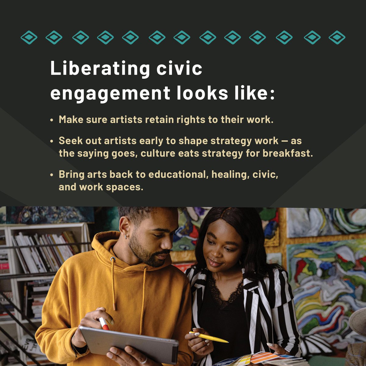 Black artists like Basquiat and Ringgold have profoundly impacted social change and driven civic engagement. 

As we work toward a liberated future, let’s prioritize the arts! See our Black Well-Being report for more Black-led solutions: blackfuturewa.org/blackwellbeing.