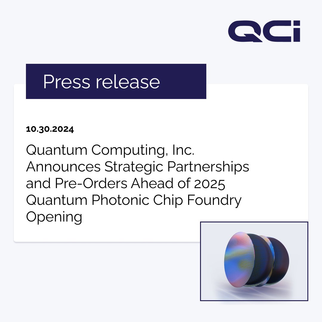 🌟 Today, QCi announced two exciting strategic partnerships with Spark Photonics and Alcyon Photonics ahead of its foundry opening in 2025.

Read the full press release🔗: bit.ly/3Aw2Ace

Visit the QCi Foundry webpage: bit.ly/3Bpt1Av

#pressrelease #partnership