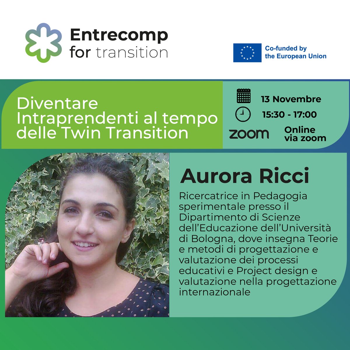 🌱 Incontro con Aurora Ricci, ricercatrice in Pedagogia sperimentale, il 13 novembre all’evento "Diventare Intraprendenti al tempo delle Twin Transition."  Esplorara strumenti per affrontare le sfide digitali e verdi.
Scopri di più 👉 materahub.com/event/diventar…