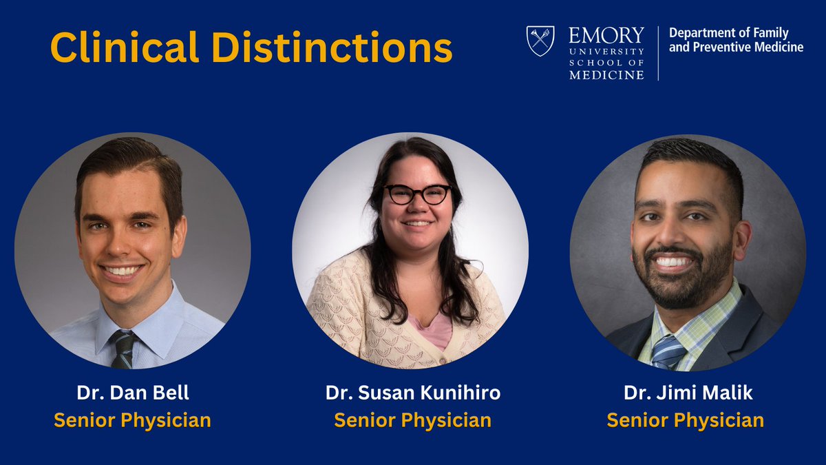 Emory Dept of Family & Preventive Medicine (@emoryfammed) on Twitter photo It's Faculty Recognitions Week <a href="/EmoryMedicine/">Emory School of Medicine</a> and we have <a href="/EmoryFamMed/">Emory Dept of Family & Preventive Medicine</a> faculty to celebrate! Clinical Distinctions recognize faculty who devote most of their time to providing excellence in clinical care. 2024 Clinical Distinctions | Emory School of Medicine It's Faculty Recognitions Week <a href="/EmoryMedicine/">Emory School of Medicine</a> and we have <a href="/EmoryFamMed/">Emory Dept of Family & Preventive Medicine</a> faculty to celebrate! Clinical Distinctions recognize faculty who devote most of their time to providing excellence in clinical care. 2024 Clinical Distinctions | Emory School of Medicine